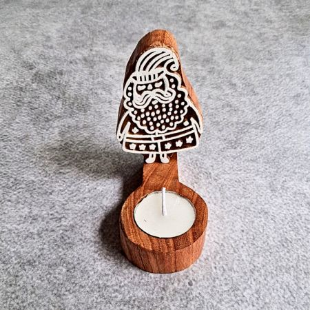 Handcrafted Wooden T Light Candle Set of 5 Decor